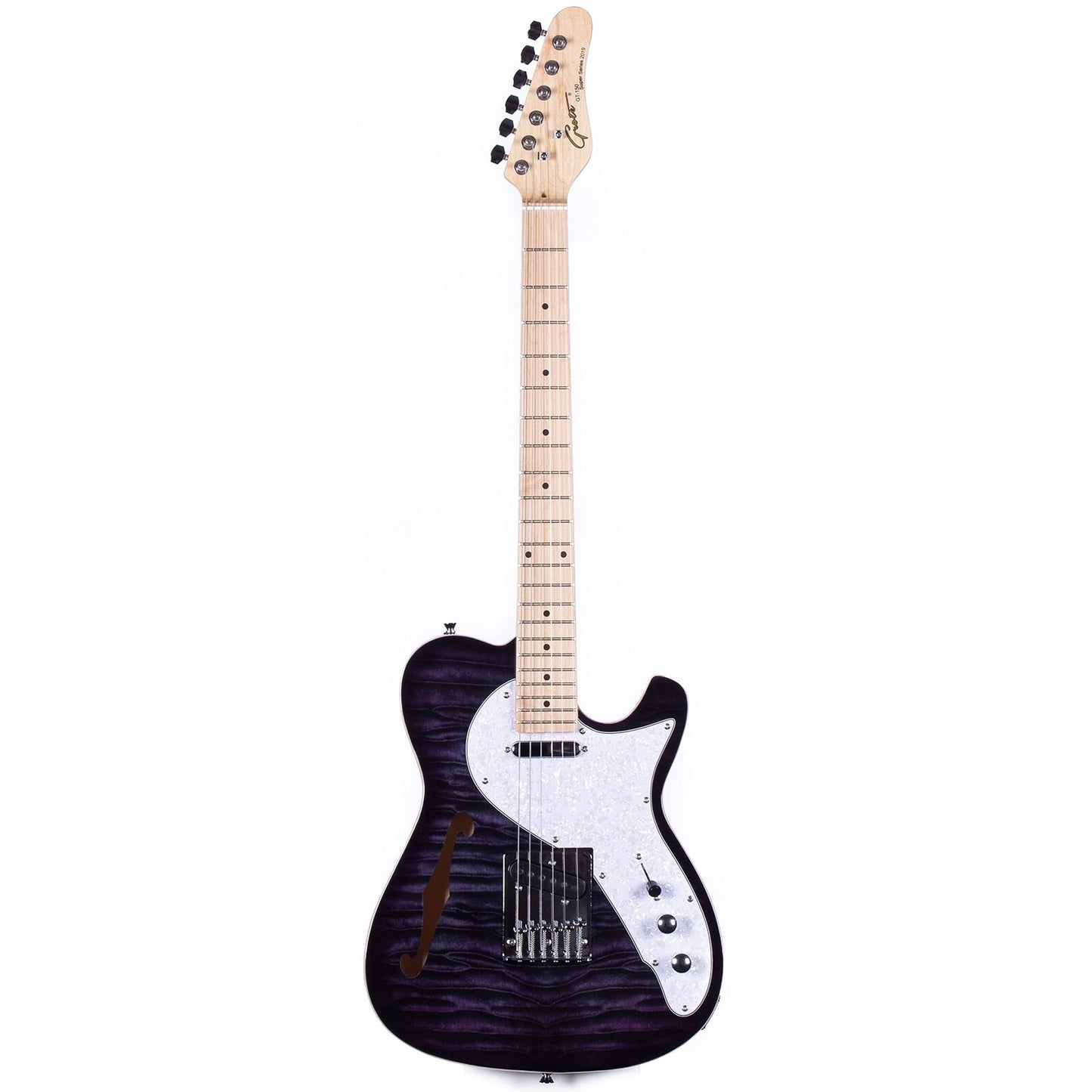 Grote Electric Guitar Semi-Hollow Body Single F-Hole Printed Tele Style Guitar