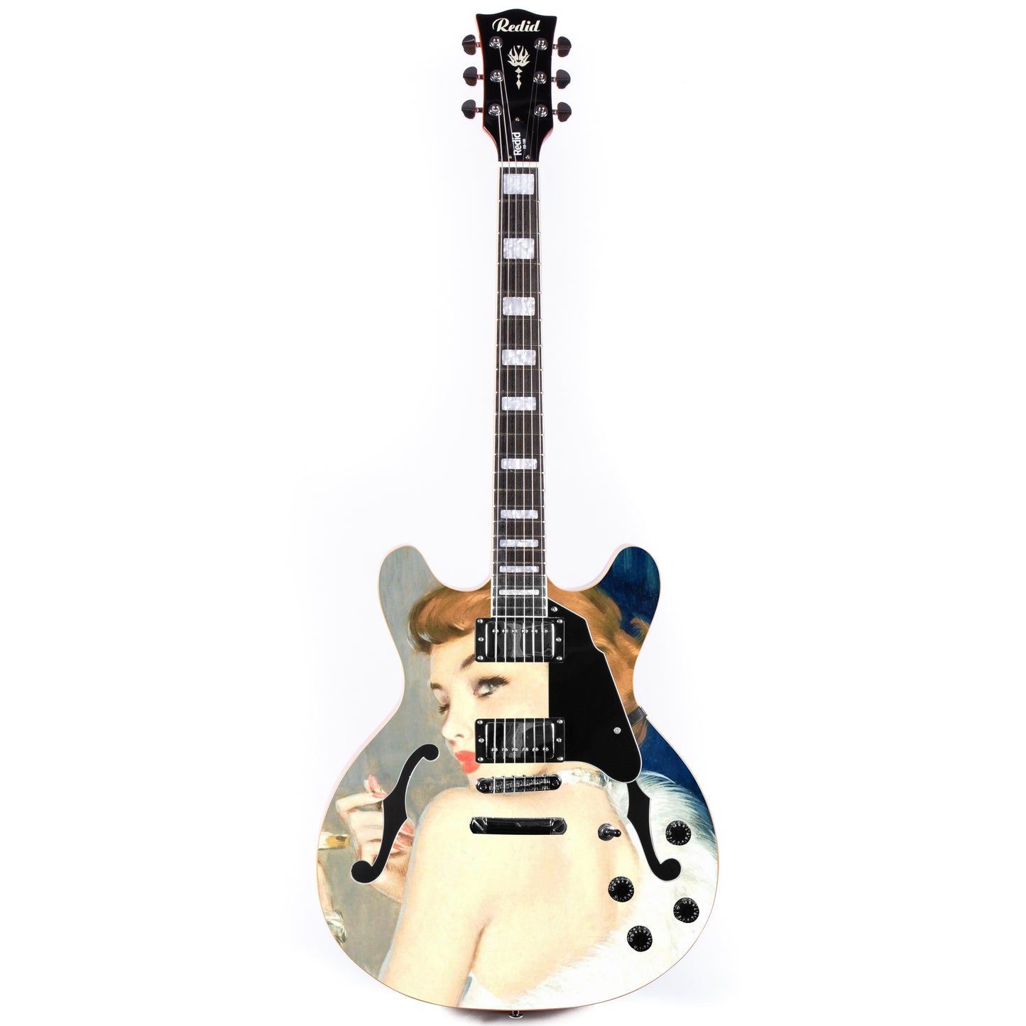 Redid Full Scale Private Custom Printed Electric Guitar Semi-Hollow Body