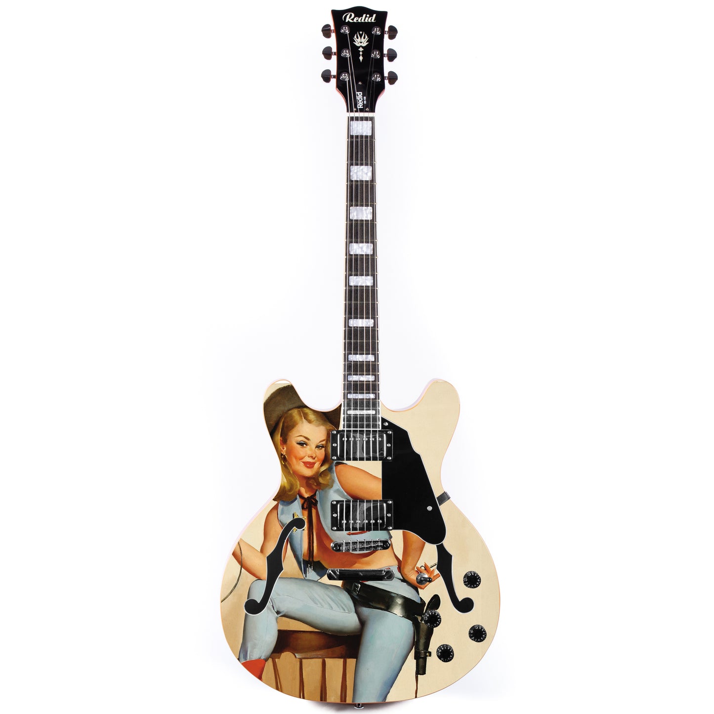 Redid Full Scale Private Custom Printed Electric Guitar Semi-Hollow Body