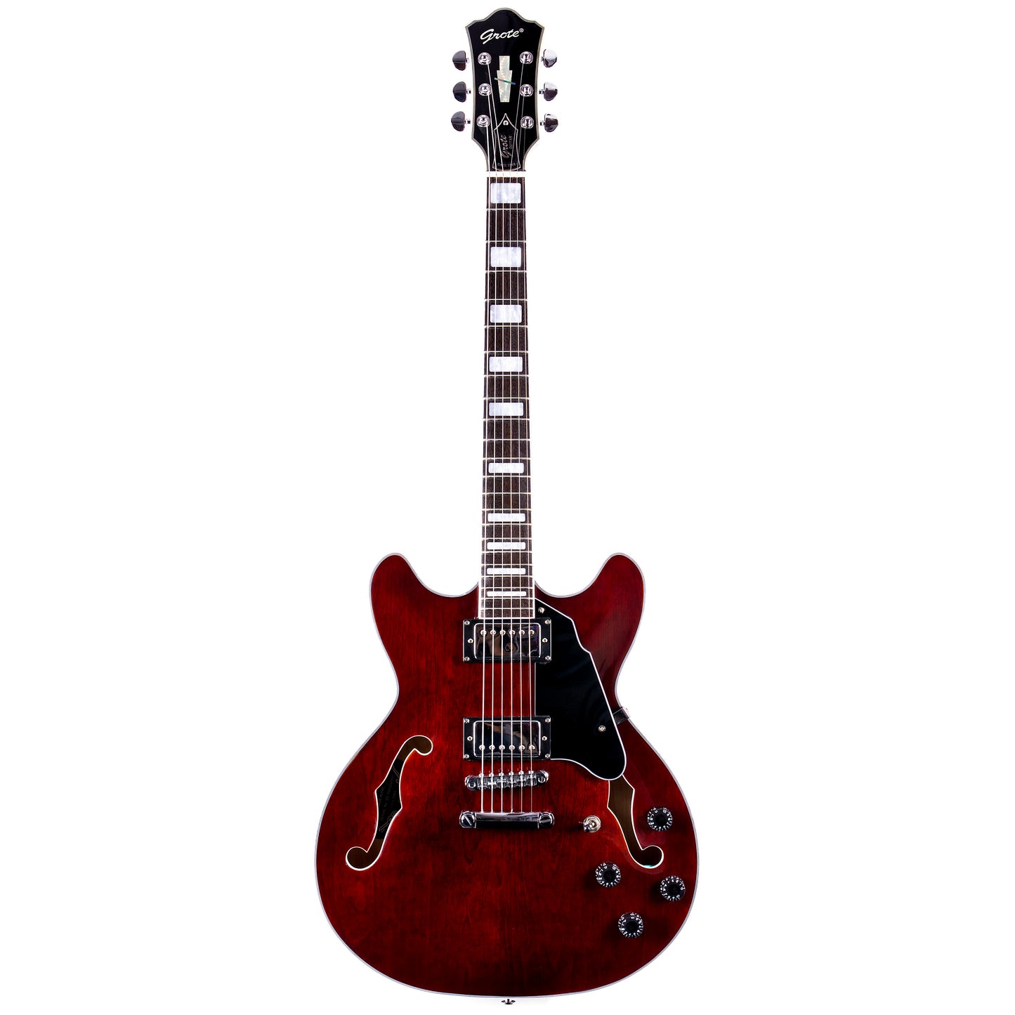 Grote Electric Jazz Guitar Semi-Hollow Body Multi-ply Binding Humbucker Pickups Picks Case