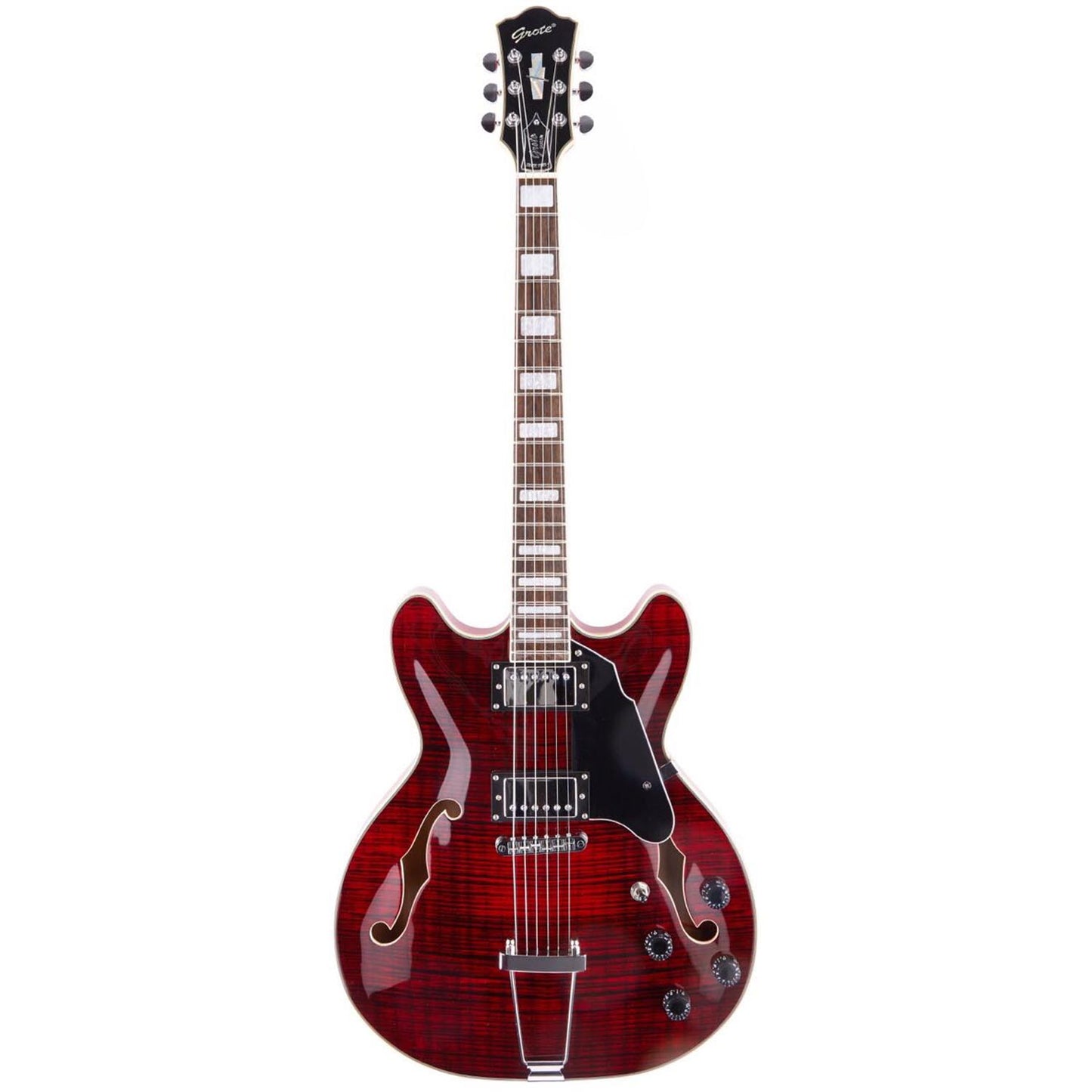 GROTE Jazz Electric Guitar Water Ripple Semi-Hollow Body Trapeze Tailpiece Guitar