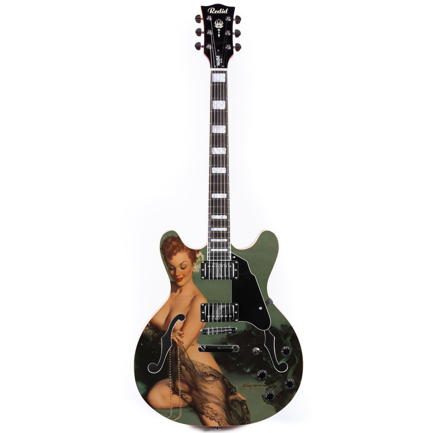 Redid Full Scale Private Custom Printed Electric Guitar Semi-Hollow Body