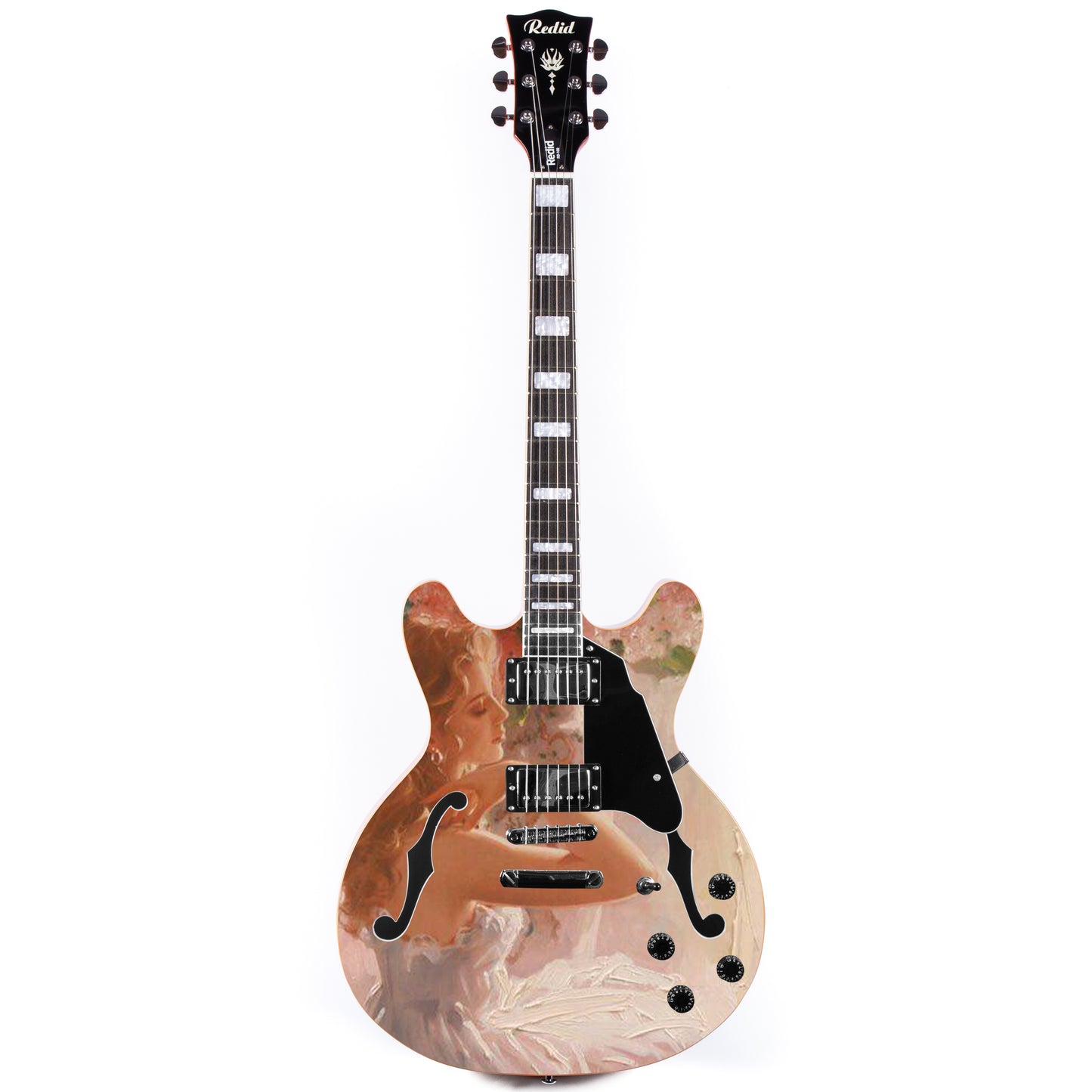 Redid Full Scale Private Custom Printed Electric Guitar Semi-Hollow Body