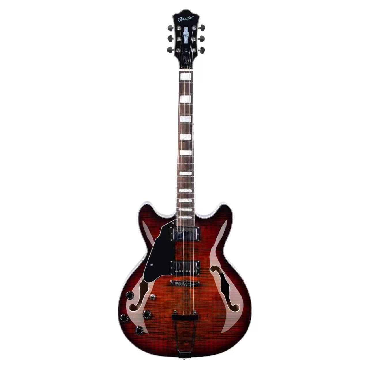 Grote Jazz Left-Handed Electric Guitar Semi-Hollow Body With GigBag